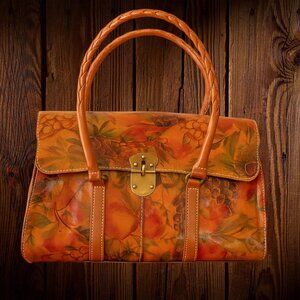 Patricia Nash Rare Fruit & Floral Leather Satchel – Hand-Painted Italian Leather
